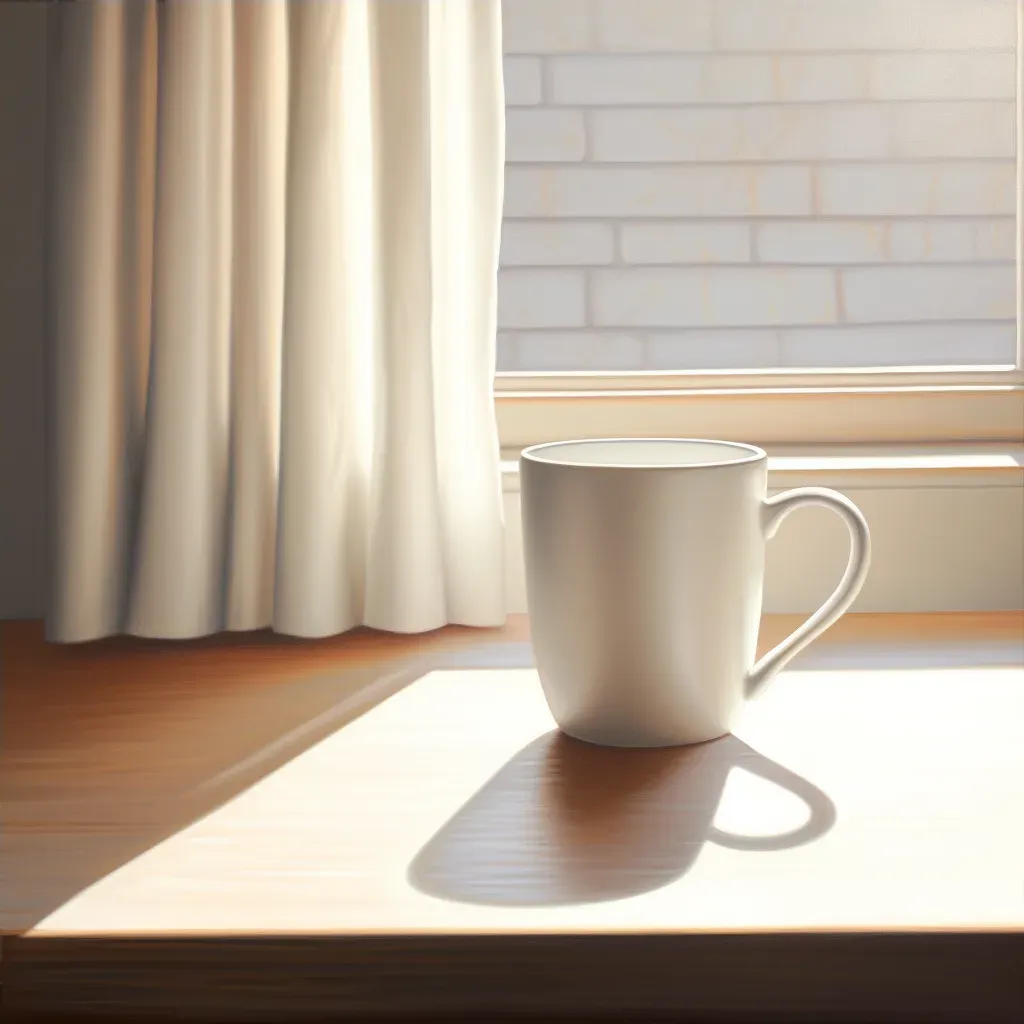 simple white ceramic cup wooden table - Image 4