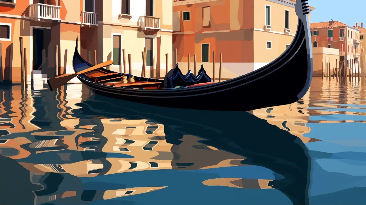 Low poly art of a quiet Venetian canal with a docked gondola - Image 2