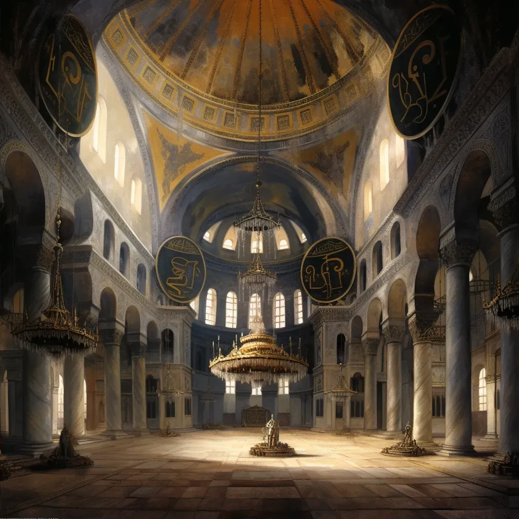 Atmospheric rendering of Hagia Sophia showcasing fusion of Christian and Islamic architectural elements - Image 2