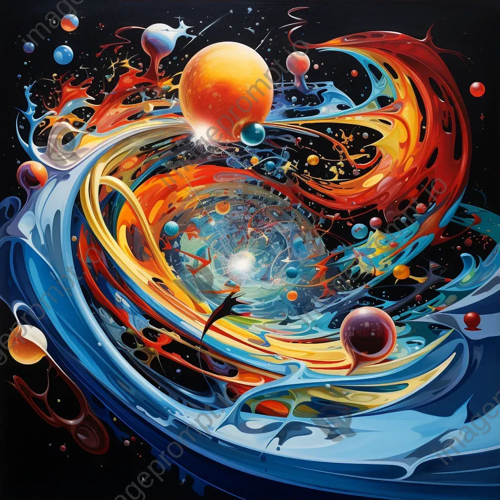 Abstract painting depicting the curvature of spacetime through fluid brush strokes - Image 3