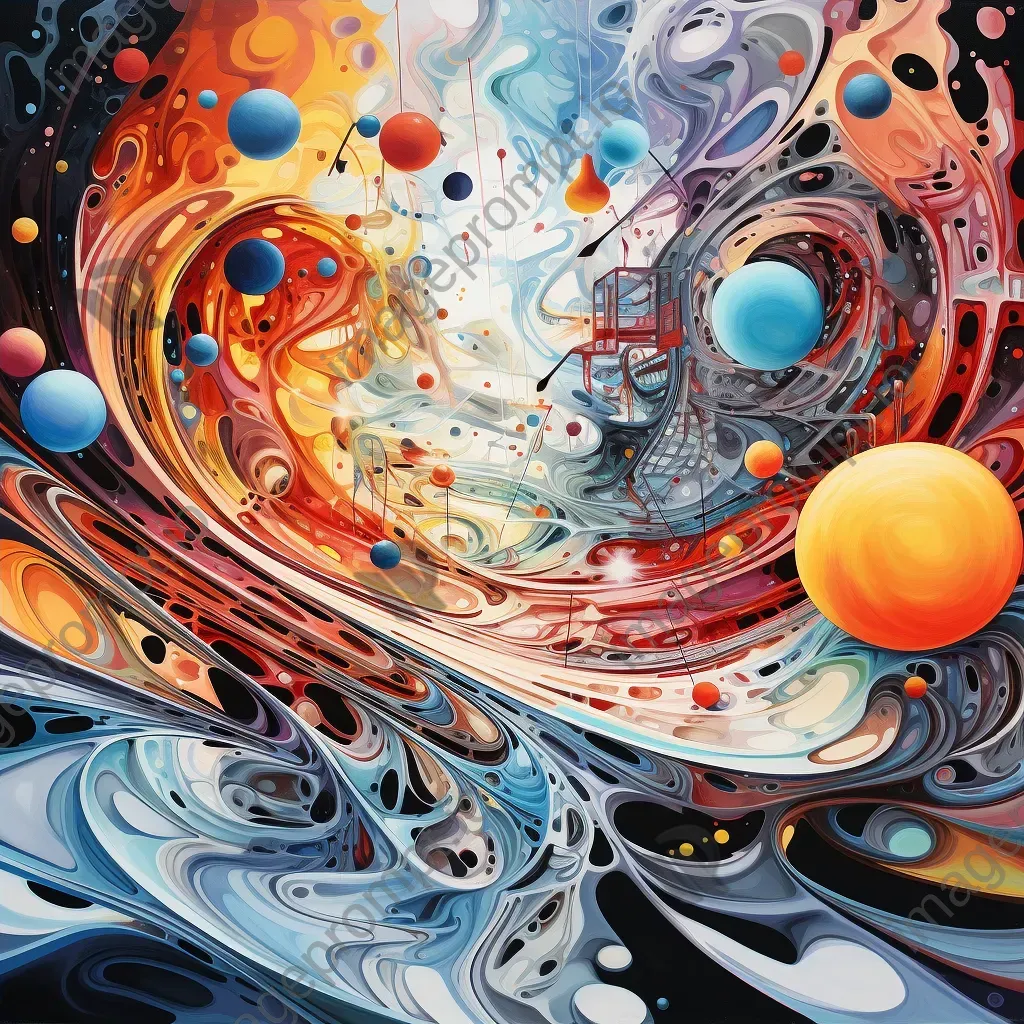 Abstract painting depicting the curvature of spacetime through fluid brush strokes - Image 4