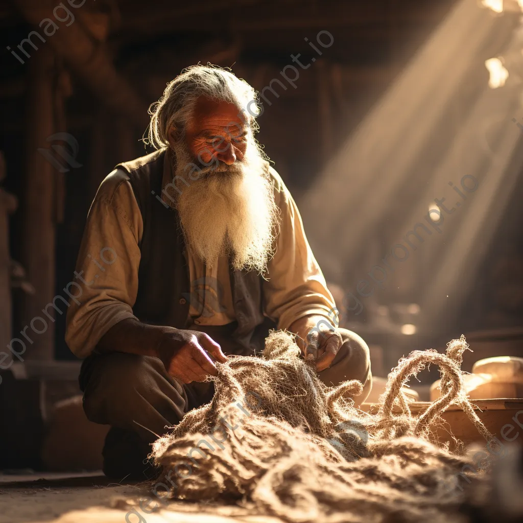 Artisan demonstrating traditional rope making techniques in a historic workshop - Image 4