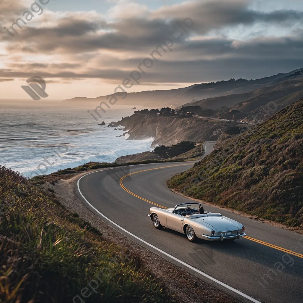 Luxury convertible on a coastal highway - Image 2