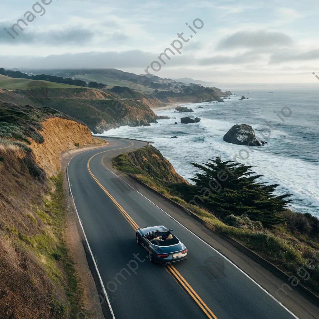 Luxury convertible on a coastal highway - Image 3