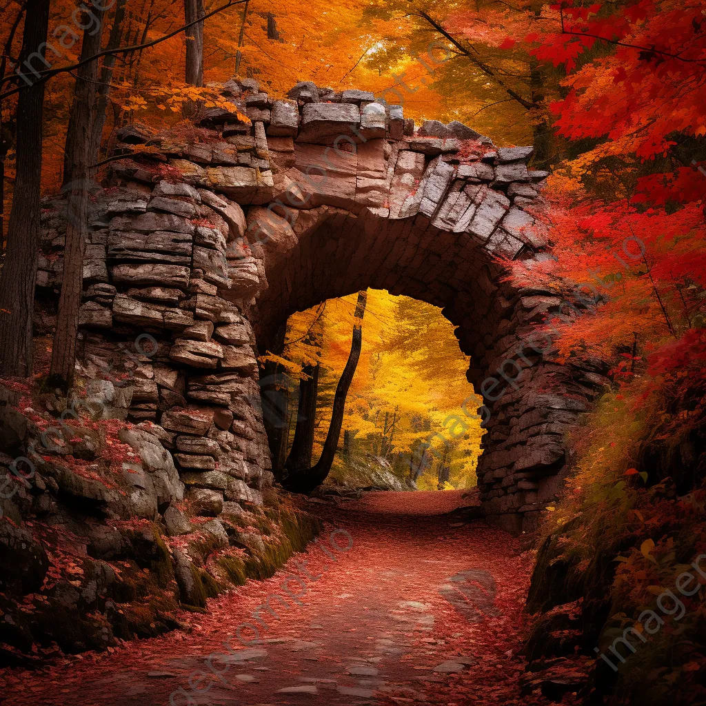 Rock arch embraced by autumn leaves - Image 2