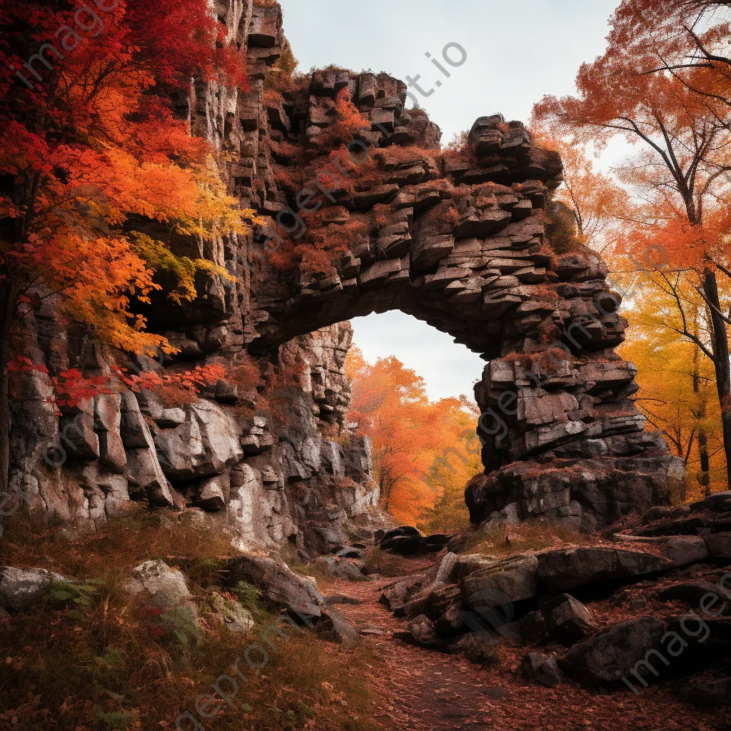 Rock arch embraced by autumn leaves - Image 3