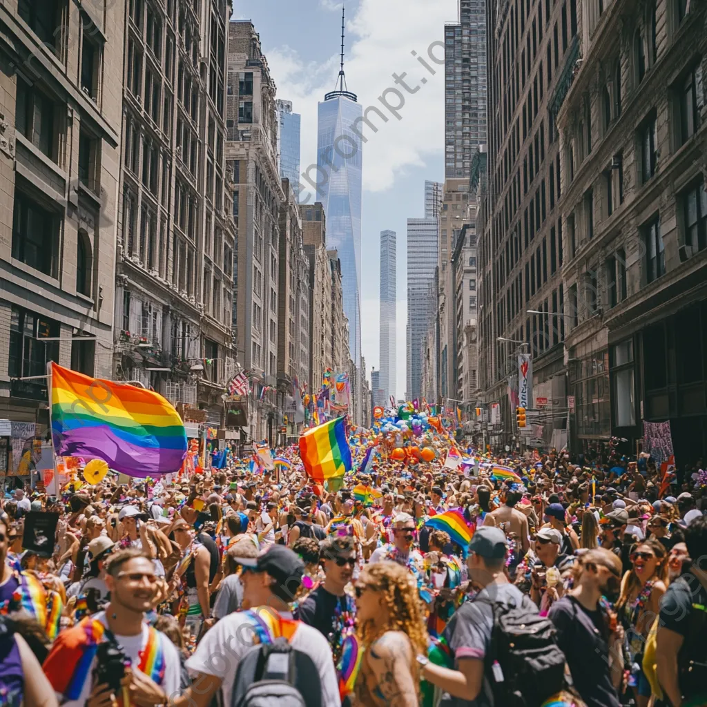 Colorful floats and crowds celebrating during a Pride parade. - Image 4