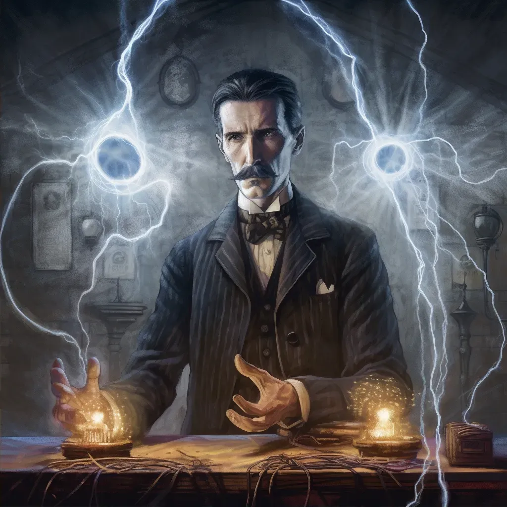 Inventor Surrounded by Electric Coil Sparks - Image 2