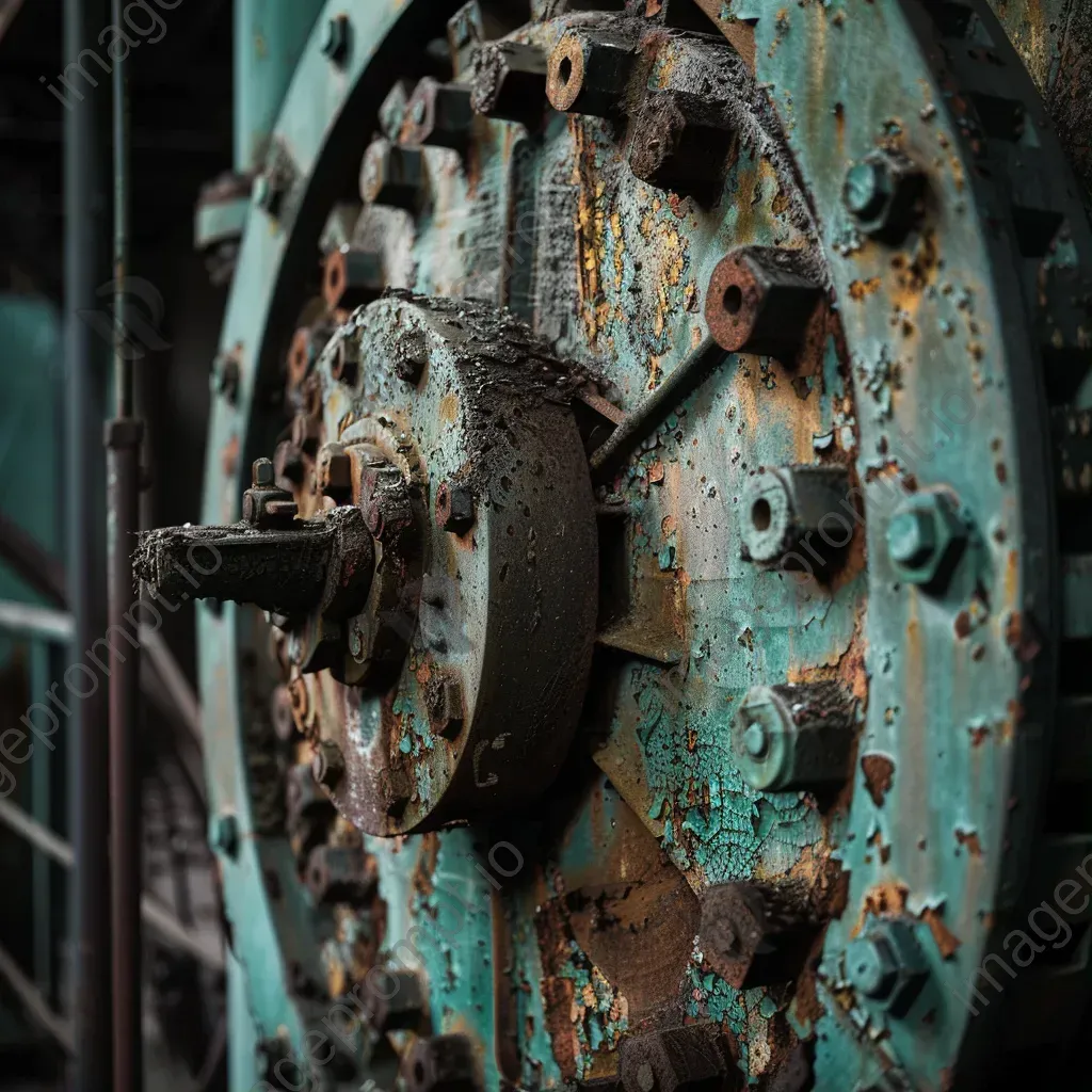 Black and white abandoned industrial factory with decay and rust details - Image 1