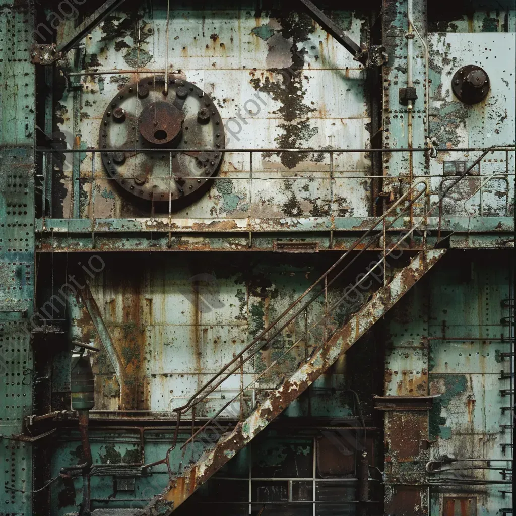 Black and white abandoned industrial factory with decay and rust details - Image 2