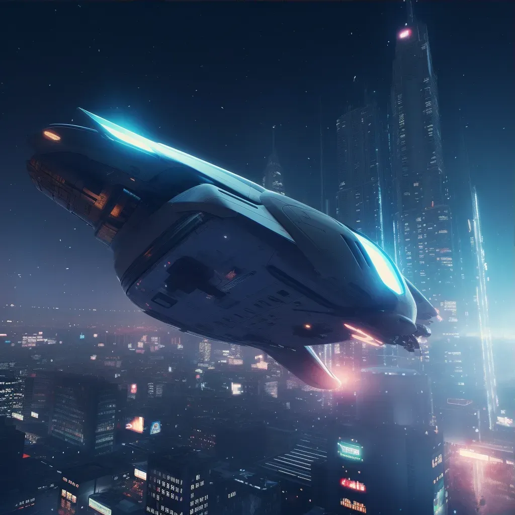 Sleek spaceship over cityscape - Image 3