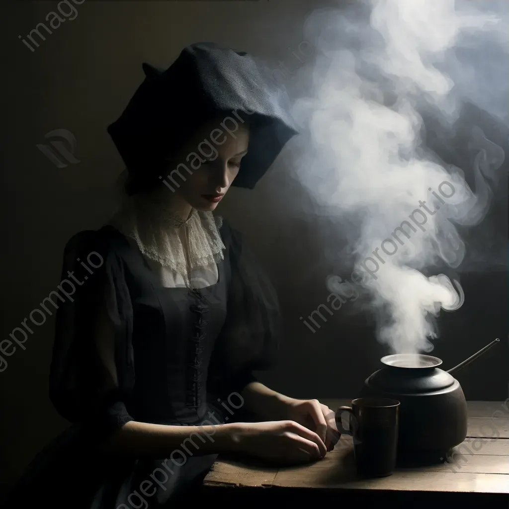 A figure deciphering a coded message, shrouded in smoke, photo-realistic noir - Image 3