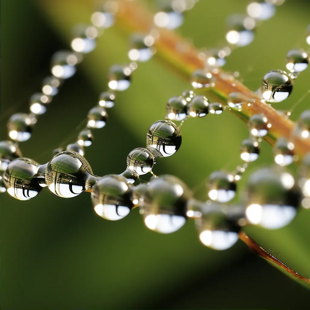 close-up of dew on spider web - Image 2