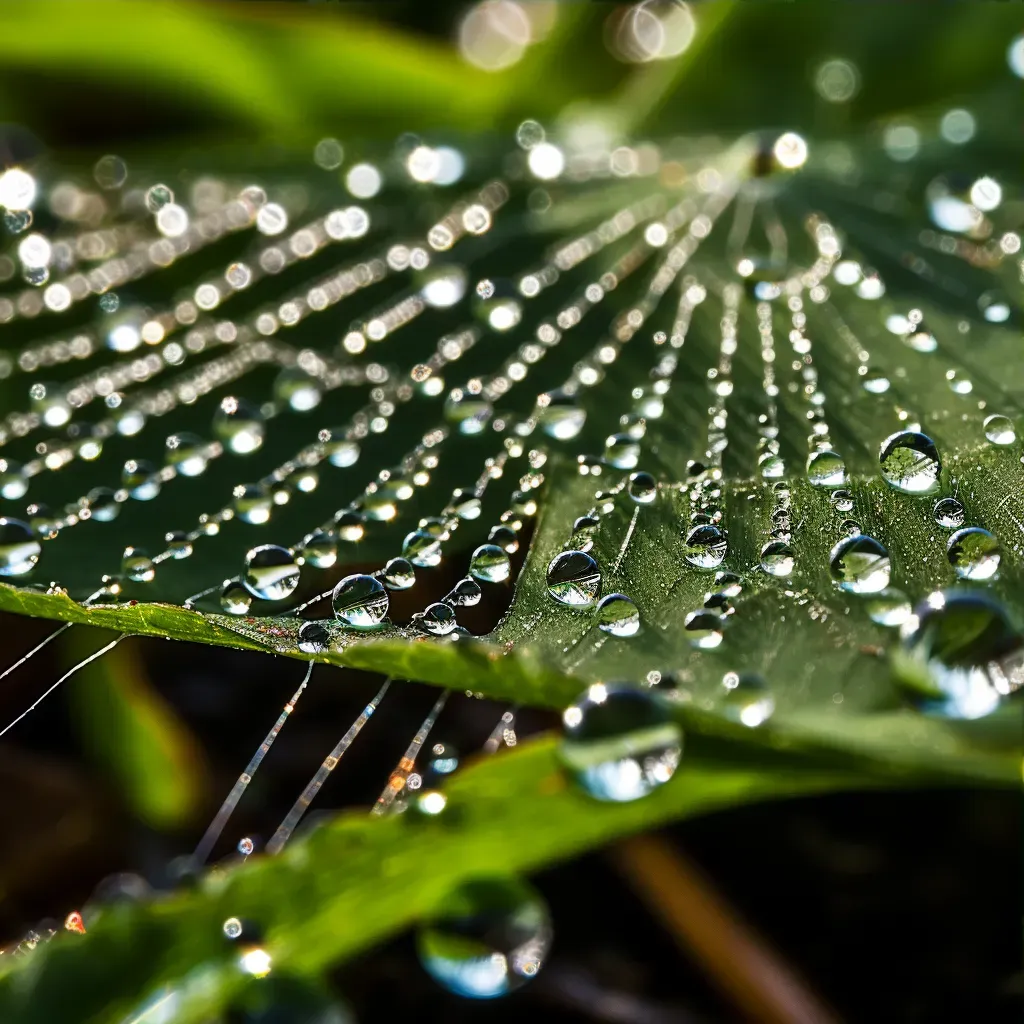 close-up of dew on spider web - Image 3