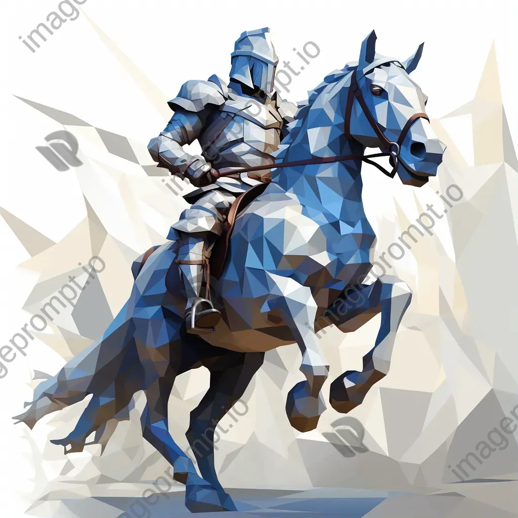 Low-poly portrait of a battle-wearied knight in austere colors - Image 1