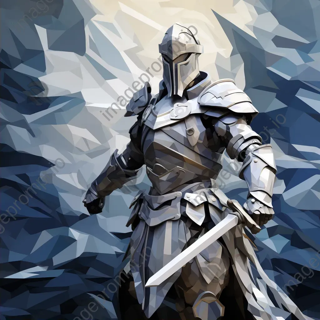 Low-poly portrait of a battle-wearied knight in austere colors - Image 2