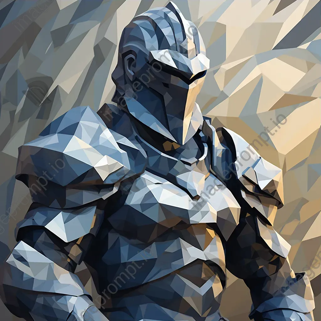 Low-poly portrait of a battle-wearied knight in austere colors - Image 3