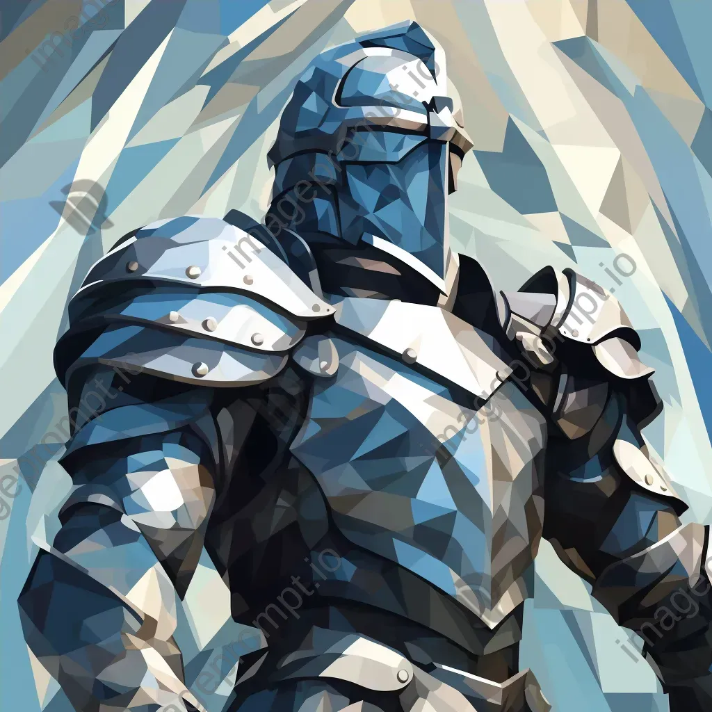 Low-poly portrait of a battle-wearied knight in austere colors - Image 4