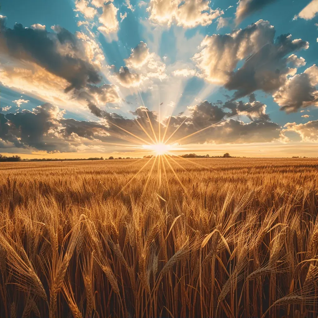 A vast golden wheat field under a dramatic sky - Image 2