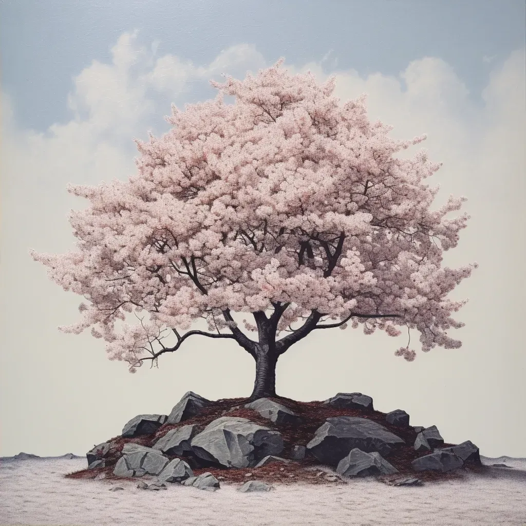 Barren tree blooming into cherry blossom in spring - Image 2