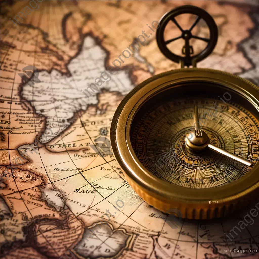 Vintage brass compass on world map - Image 4