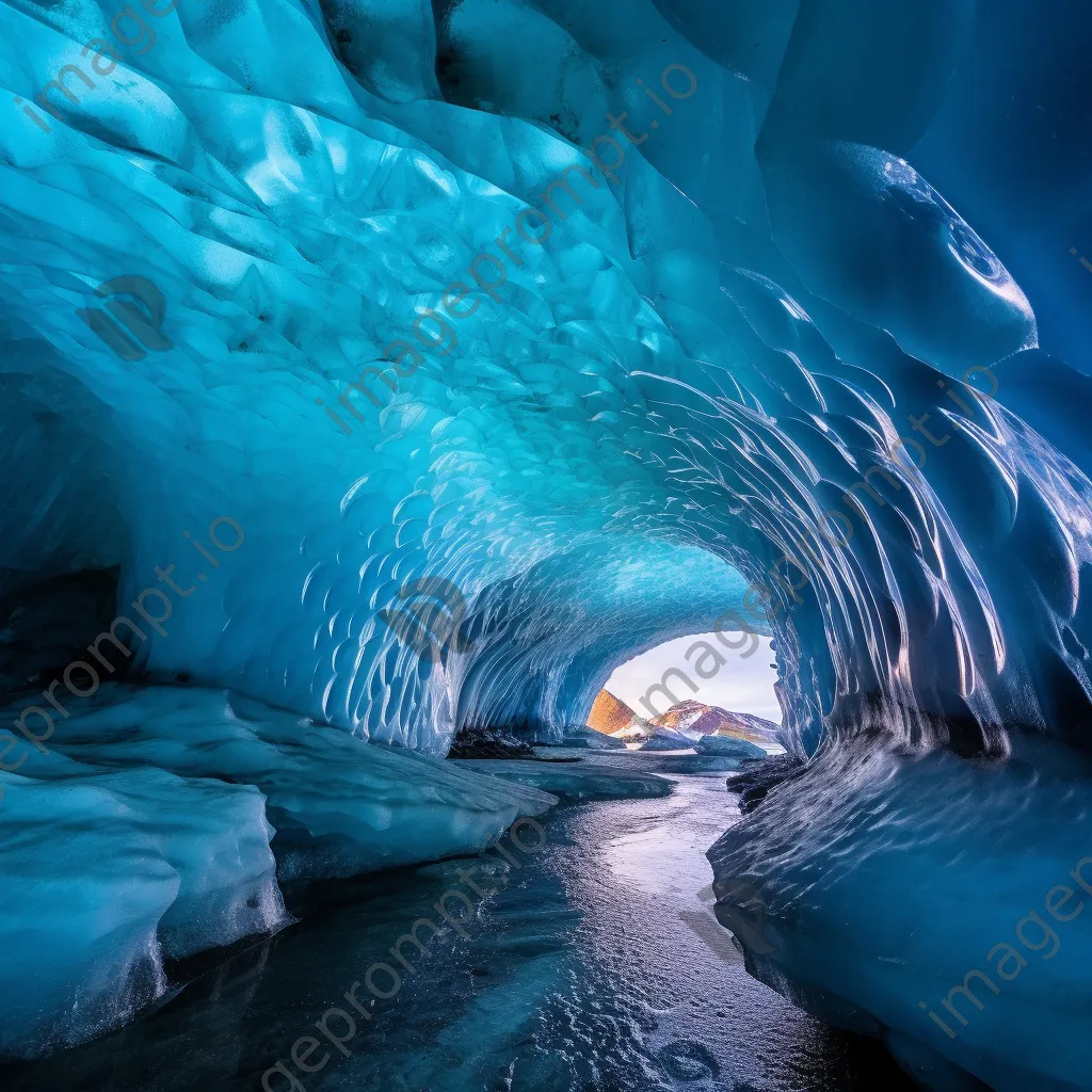 Inside an ice cave with massive ice columns and dramatic colors - Image 1