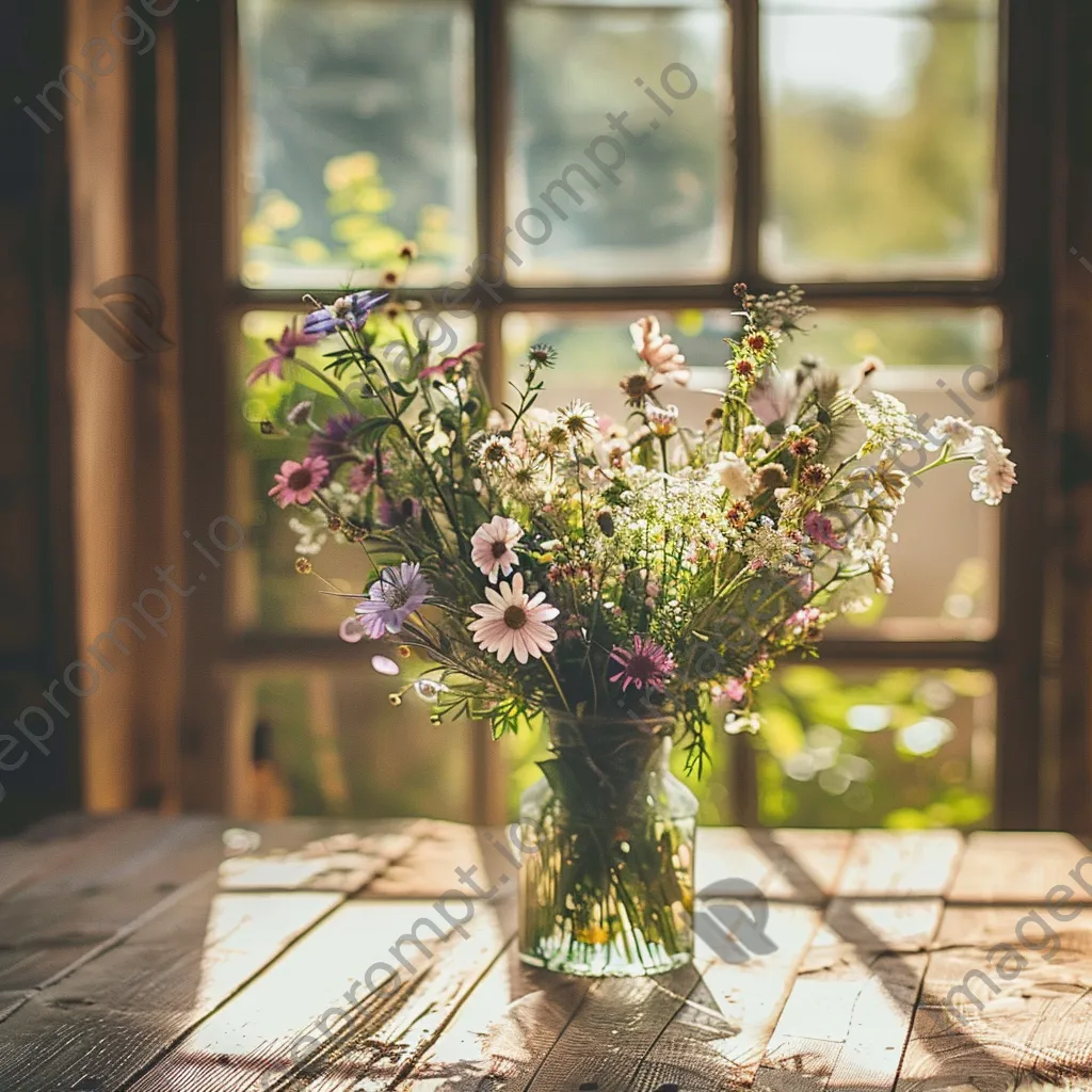 Beautiful wildflower bouquet on a rustic wooden table. - Image 3