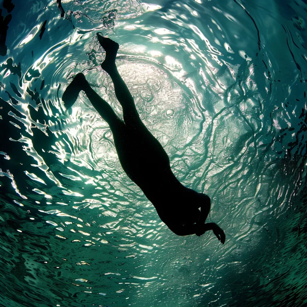 Swimmer diving into crystal clear pool with water ripples - Image 1