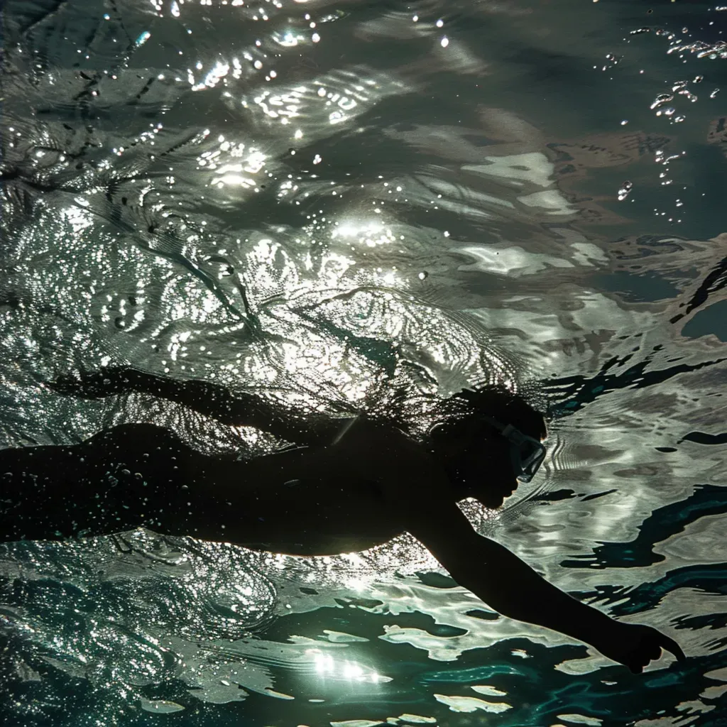 Swimmer diving into crystal clear pool with water ripples - Image 2