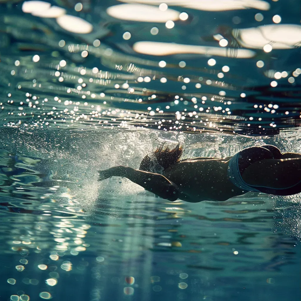 Swimmer diving into crystal clear pool with water ripples - Image 3