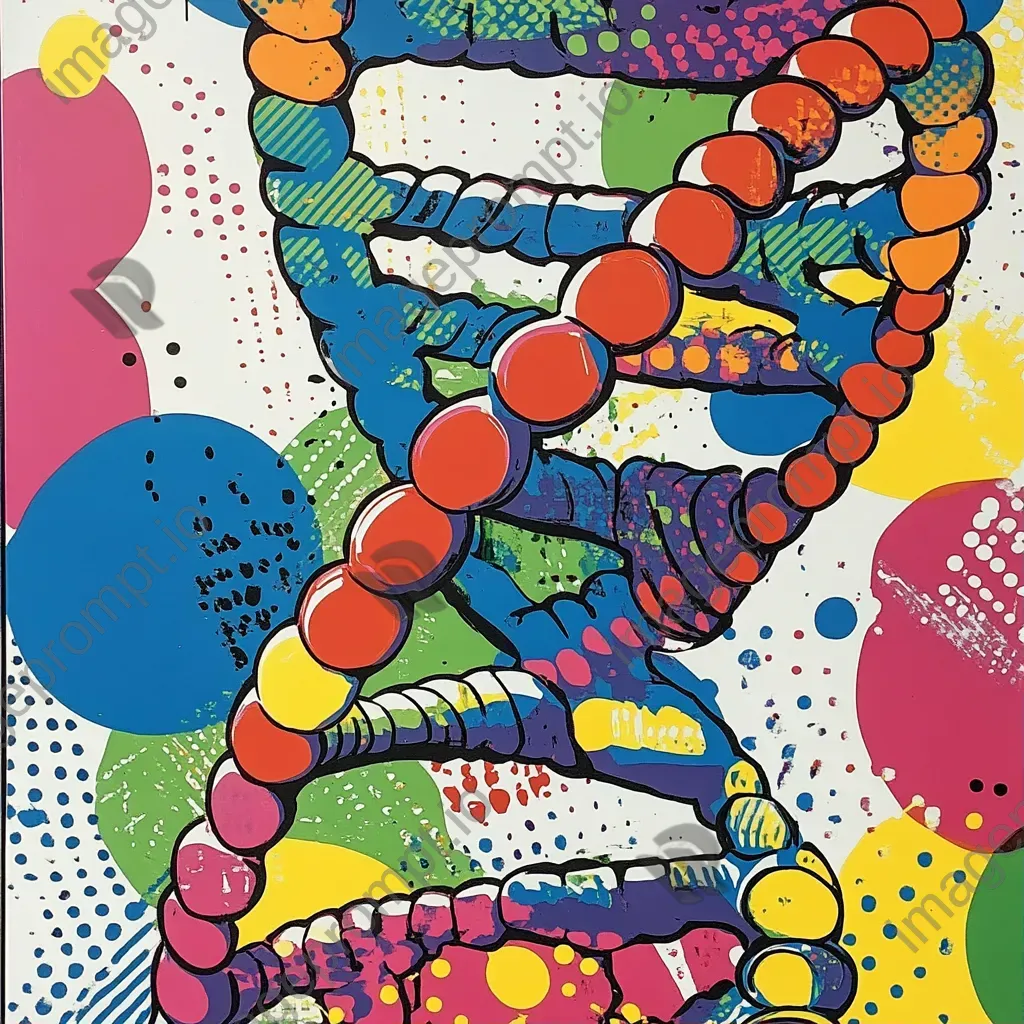 Vibrant explosion of colors within a DNA helix in pop art styling - Image 1