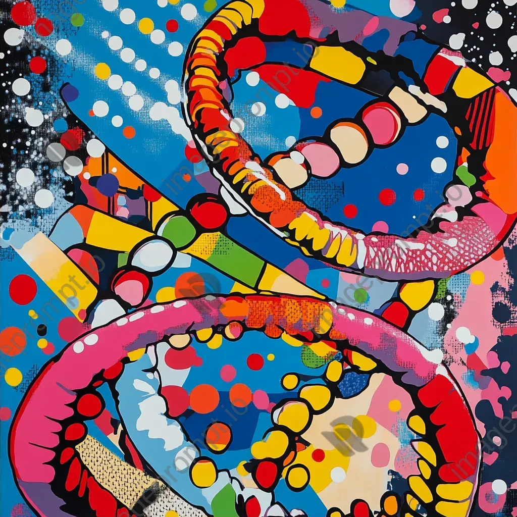 Vibrant explosion of colors within a DNA helix in pop art styling - Image 2