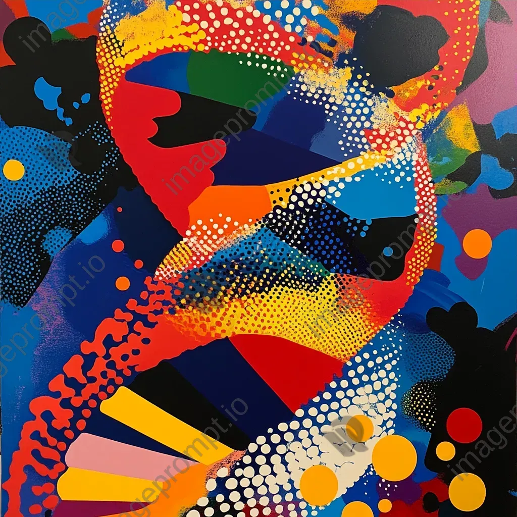 Vibrant explosion of colors within a DNA helix in pop art styling - Image 3