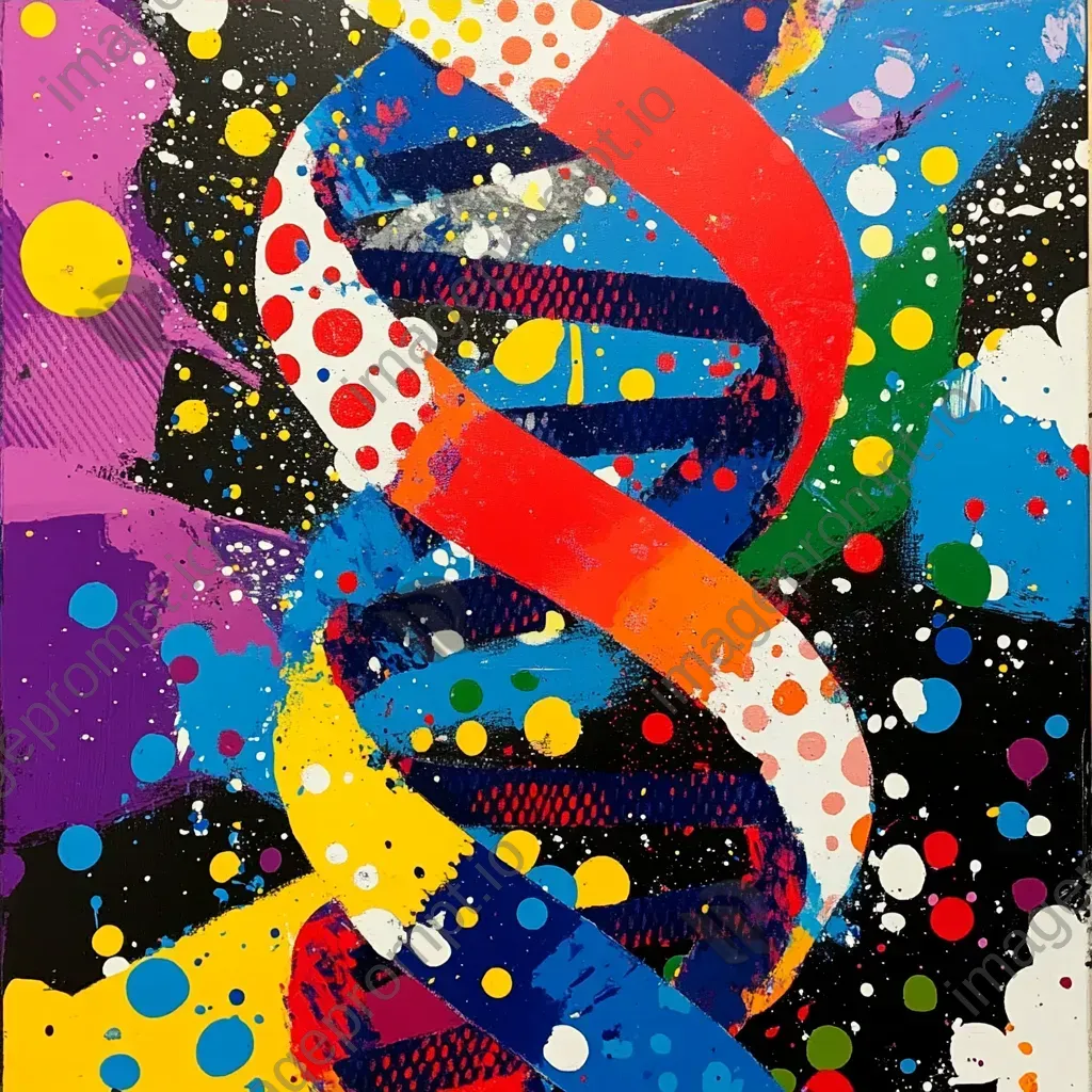 Vibrant explosion of colors within a DNA helix in pop art styling - Image 4