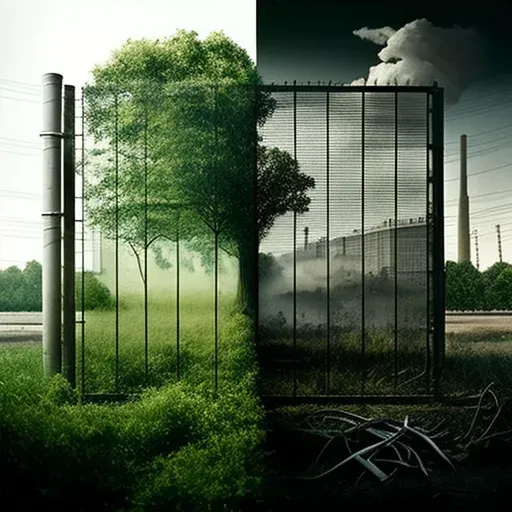 Illustration showing the contrast between a green park and a polluted industrial area. - Image 4