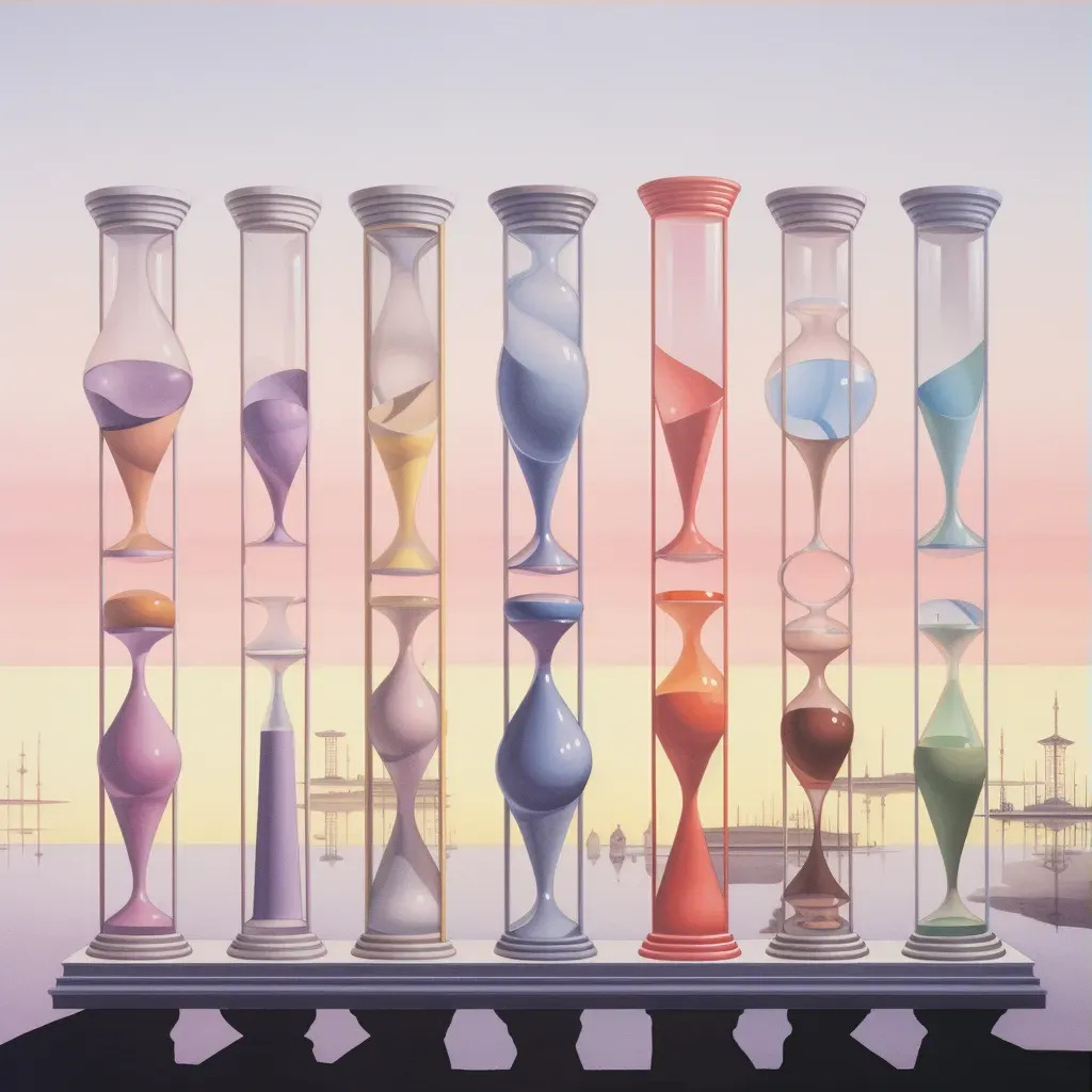 Hourglasses in different sizes and colors representing various times of the day - Image 3