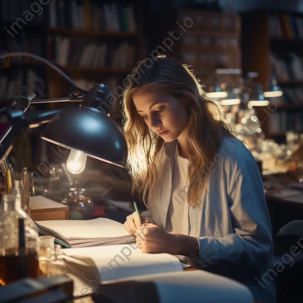 Researcher documenting findings on a clipboard in a lab. - Image 3