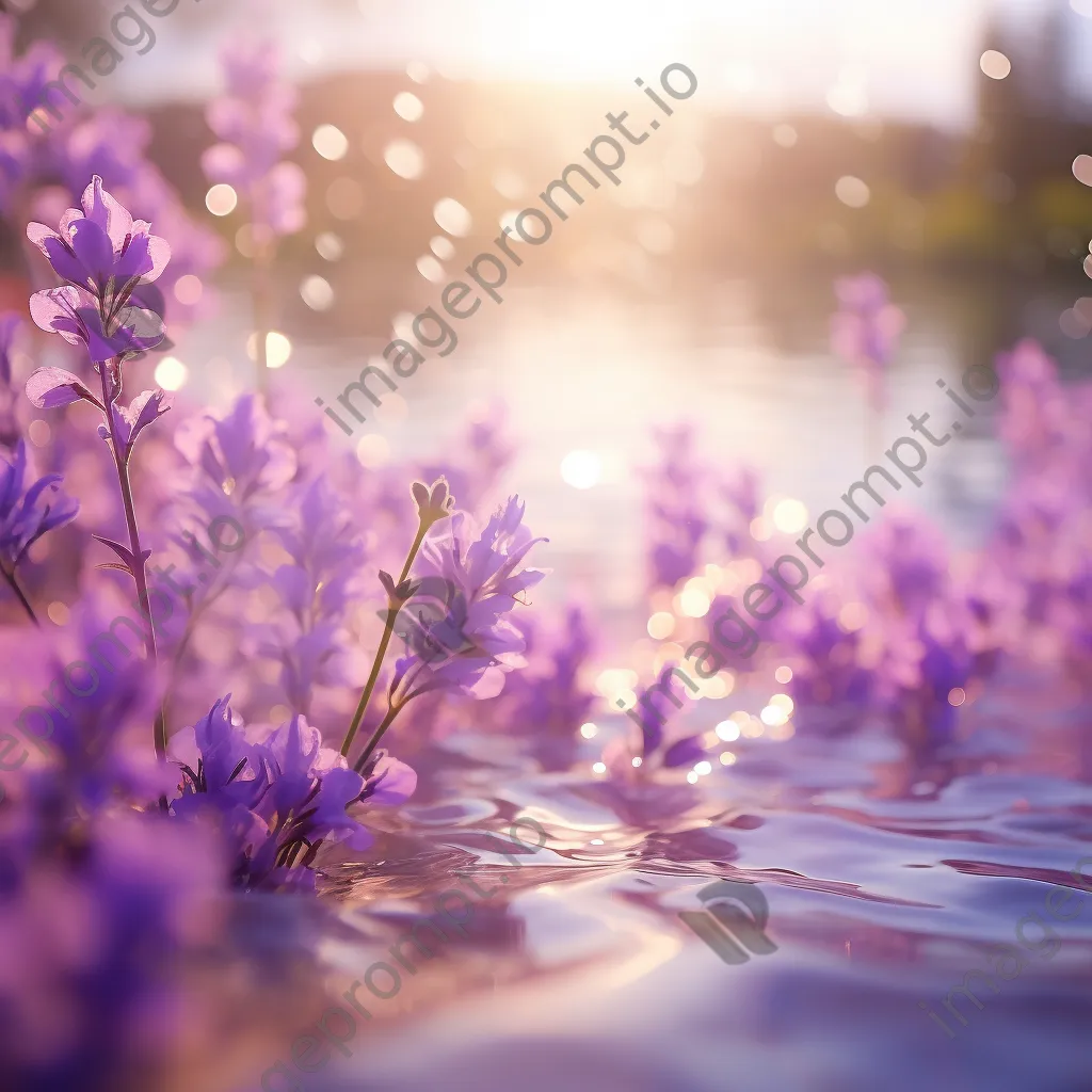 Lavender petals floating in the air. - Image 1