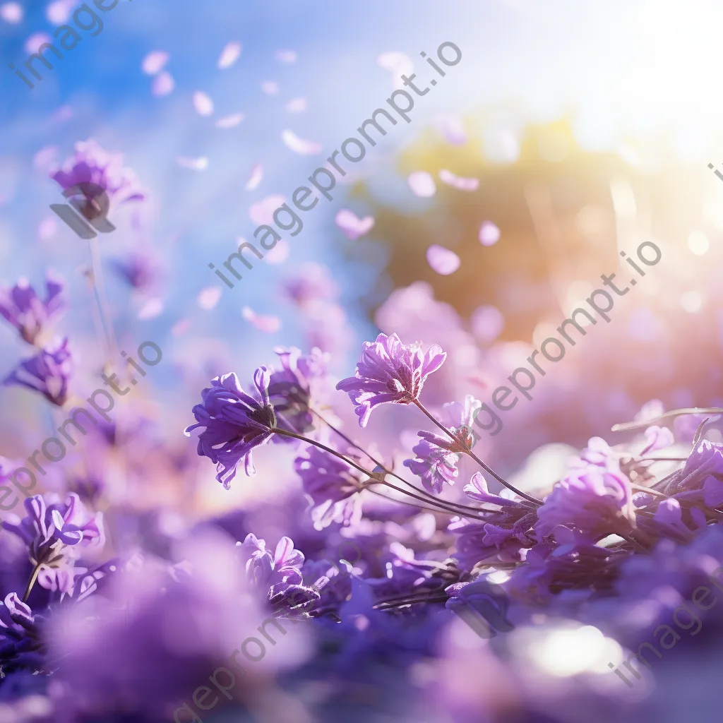 Lavender petals floating in the air. - Image 3