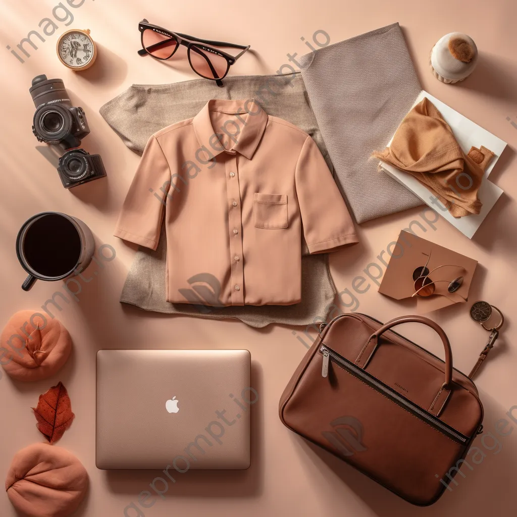 Flat lay of online shopping items and laptop - Image 2