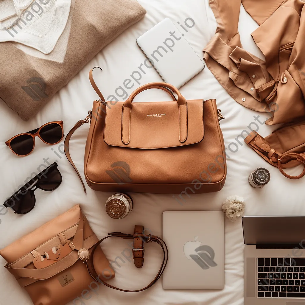 Flat lay of online shopping items and laptop - Image 4