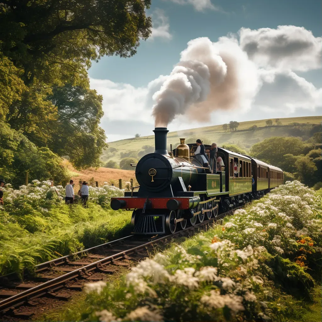 Victorian steam locomotive in lush countryside - Image 1