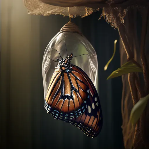 Illustration of a butterfly emerging from a chrysalis - Image 2