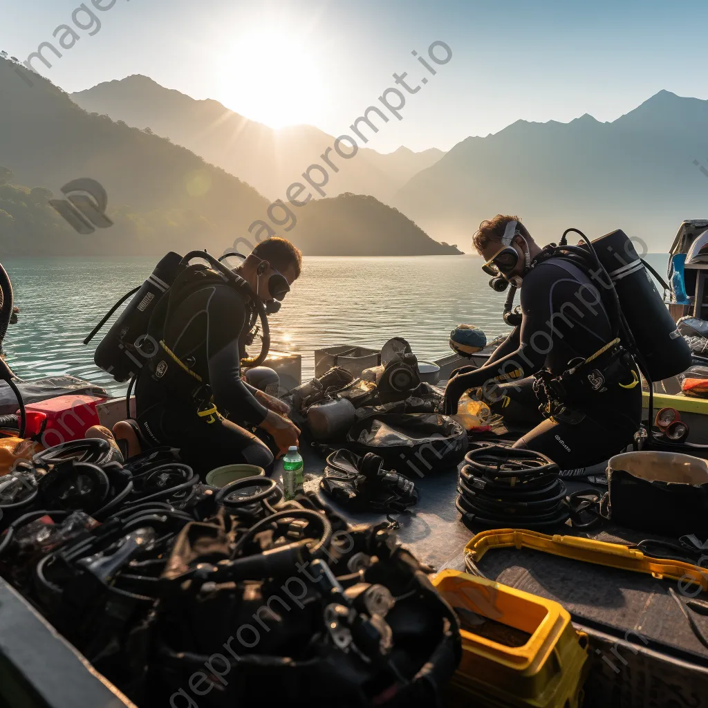 Divers preparing gear on a boat - Image 4