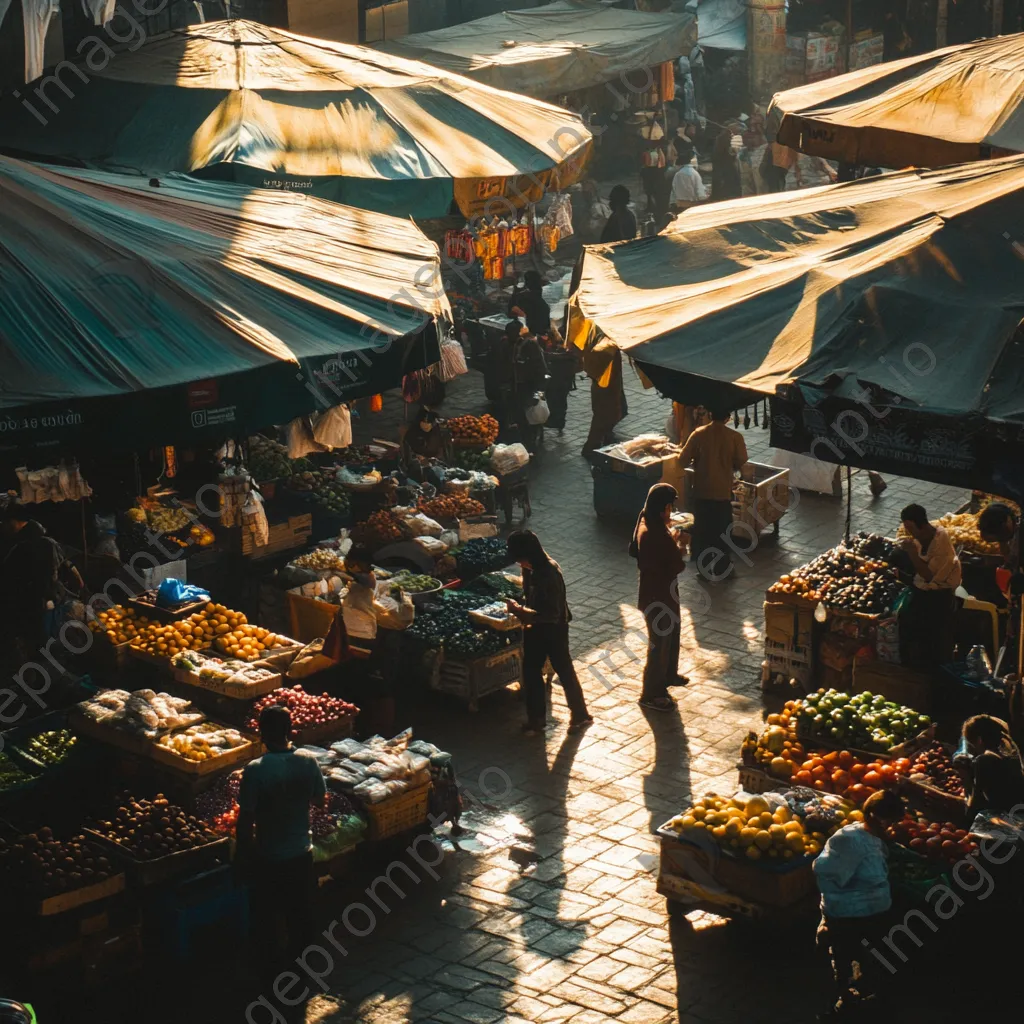 Lively market scene captured in black and white high contrast - Image 3