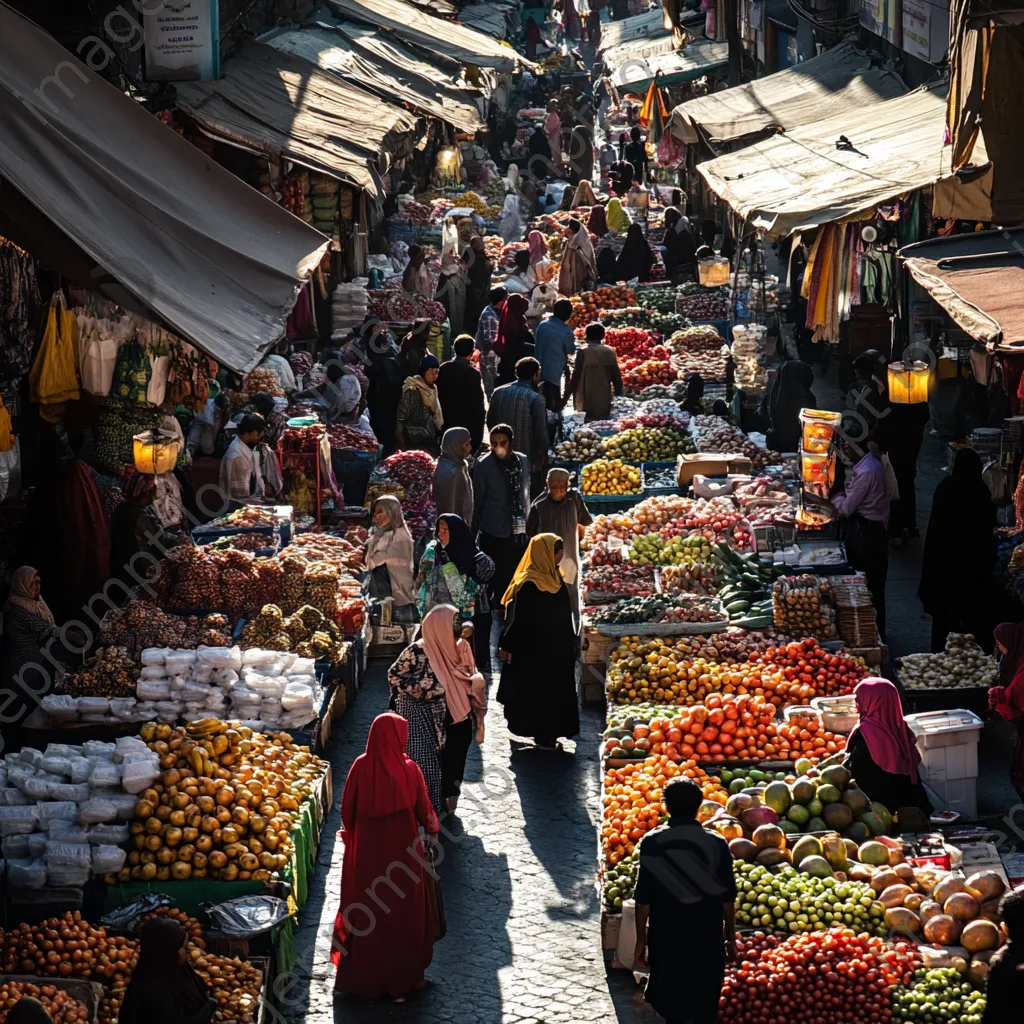 Lively market scene captured in black and white high contrast - Image 4