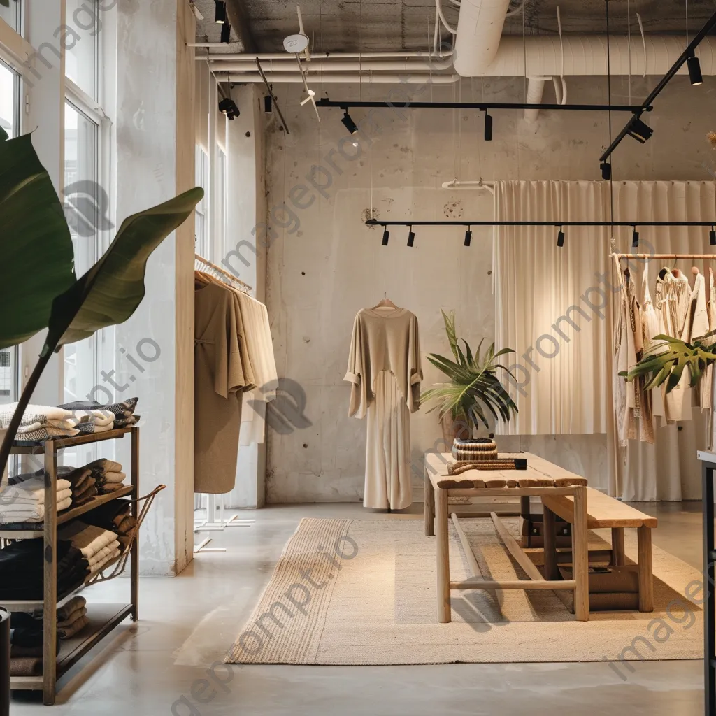 Interior of a minimalistic clothing store focused on sustainable fashion. - Image 4