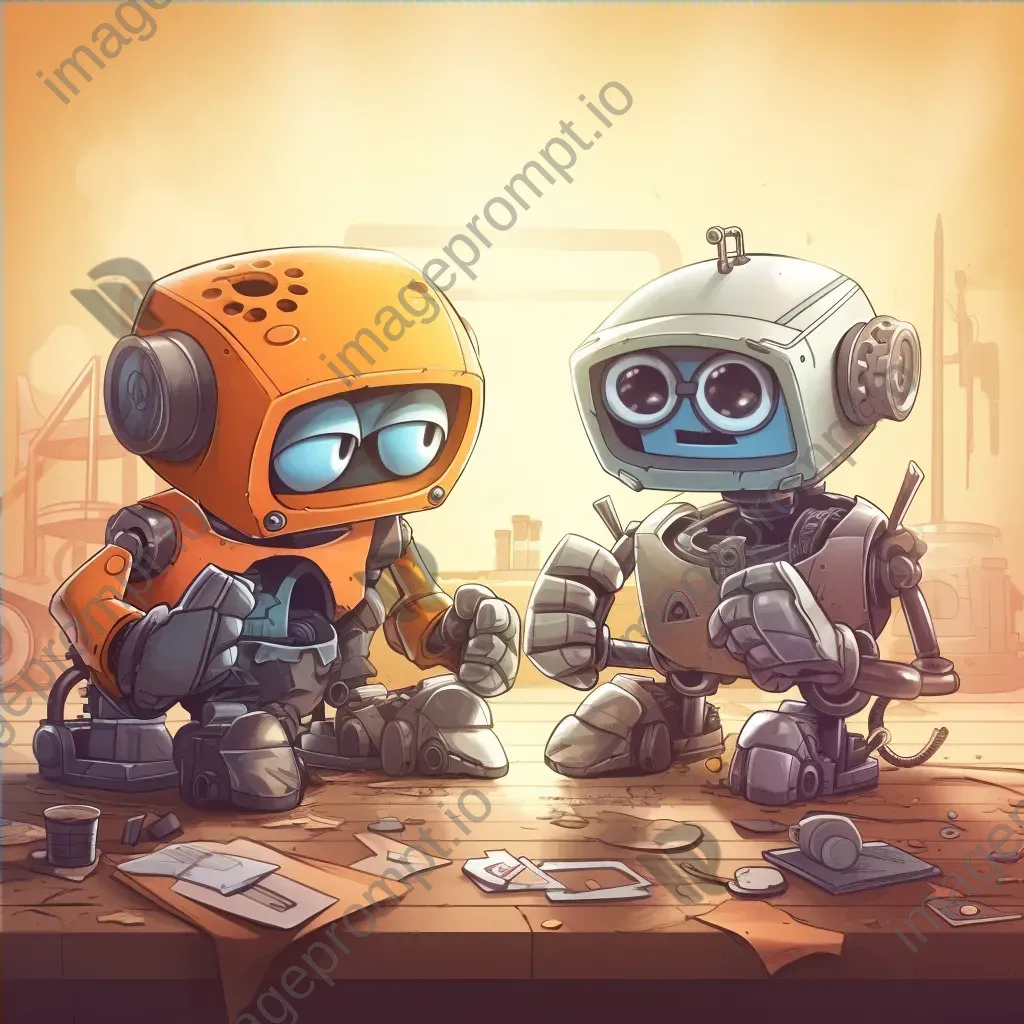 Cartoon robots doing website maintenance playfully - Image 4