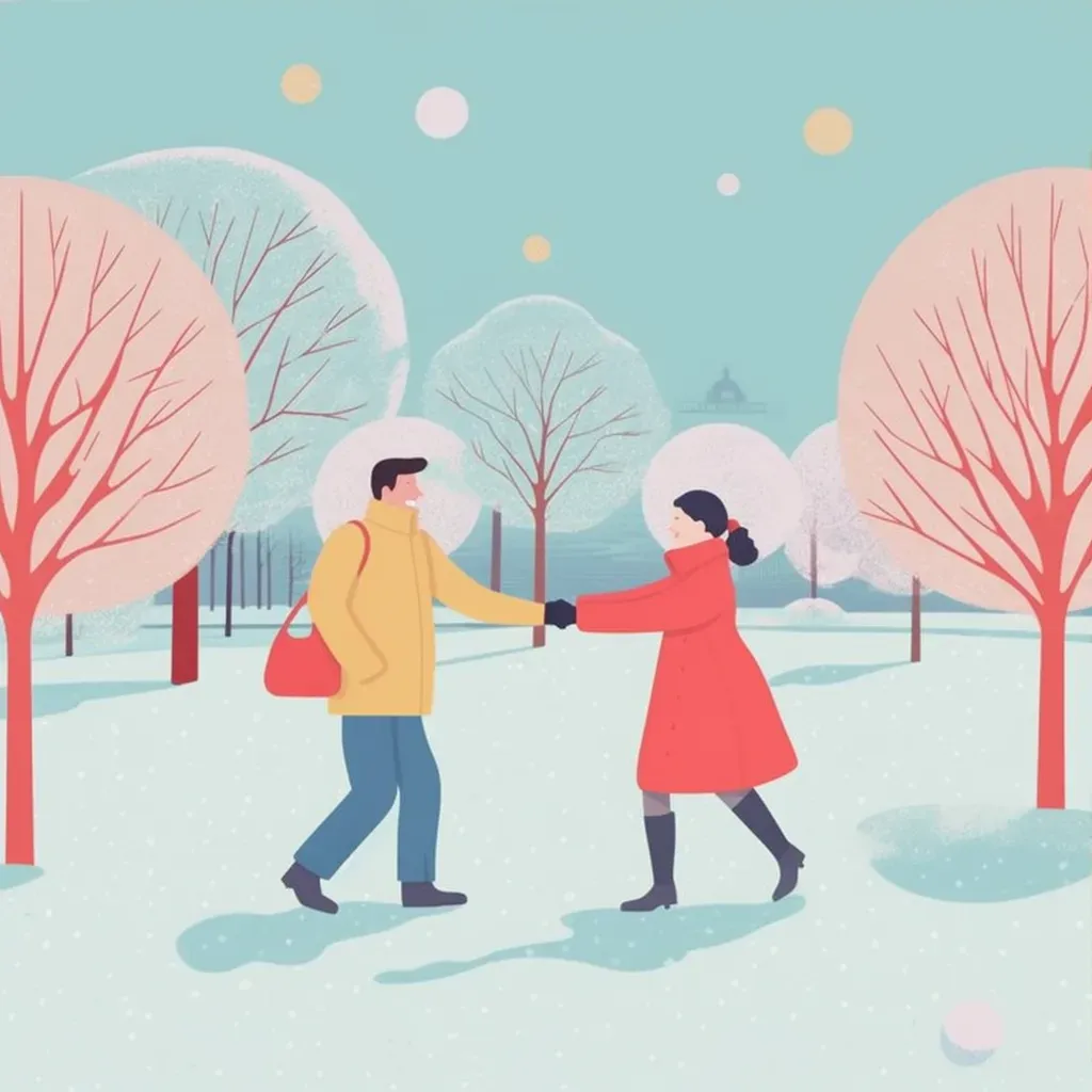 Image of a playful snowball fight between lovers - Image 3