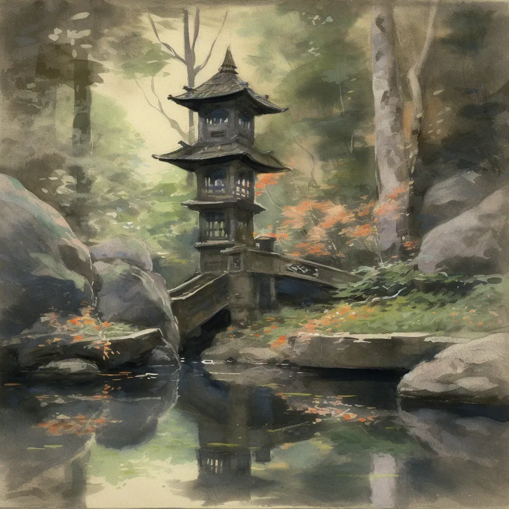 Tranquil Zen garden with stone lantern and pond - Image 4